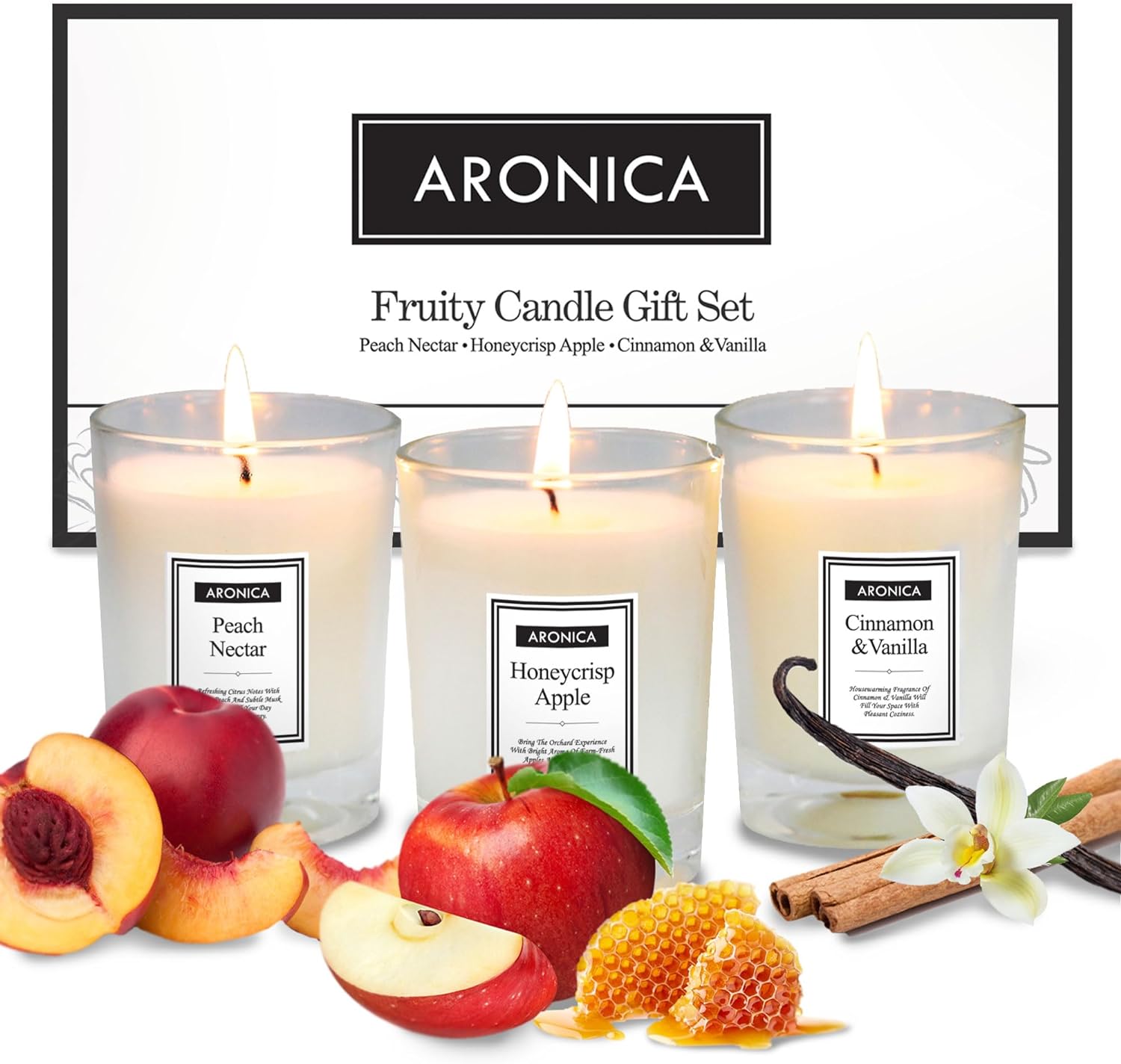 Fruity Candle Set - Fragrant Scented Candles for Women' Day, Bridal Showers, Baby Shower Hostess Gifts, Spring Celebrations, Perfect for Wedding and Holiday Presents - Set of 3, Fruity Scent