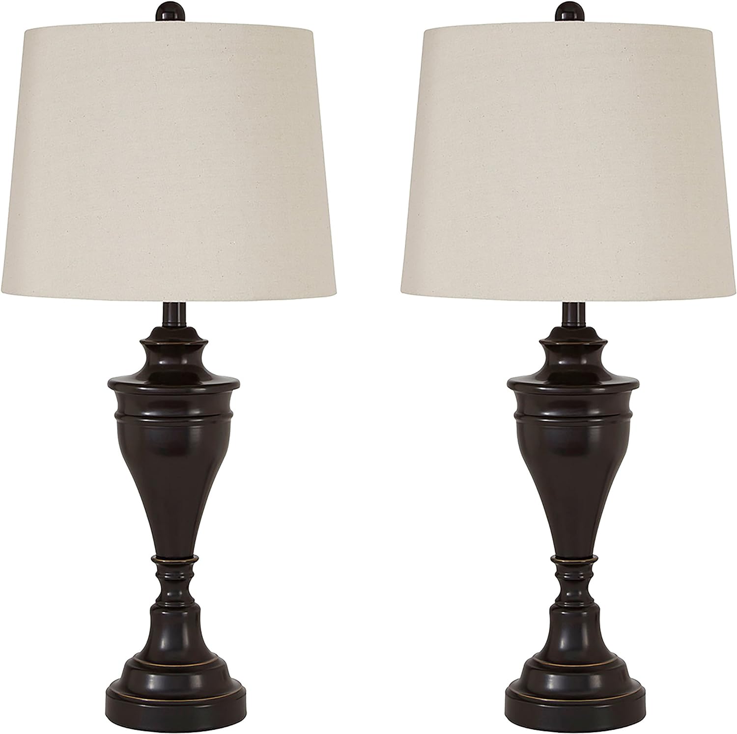 Signature Design by Ashley Darlita Traditional 29 Table Lamp with Pedestal Base, 2 Count, Dark Brown with White Shade