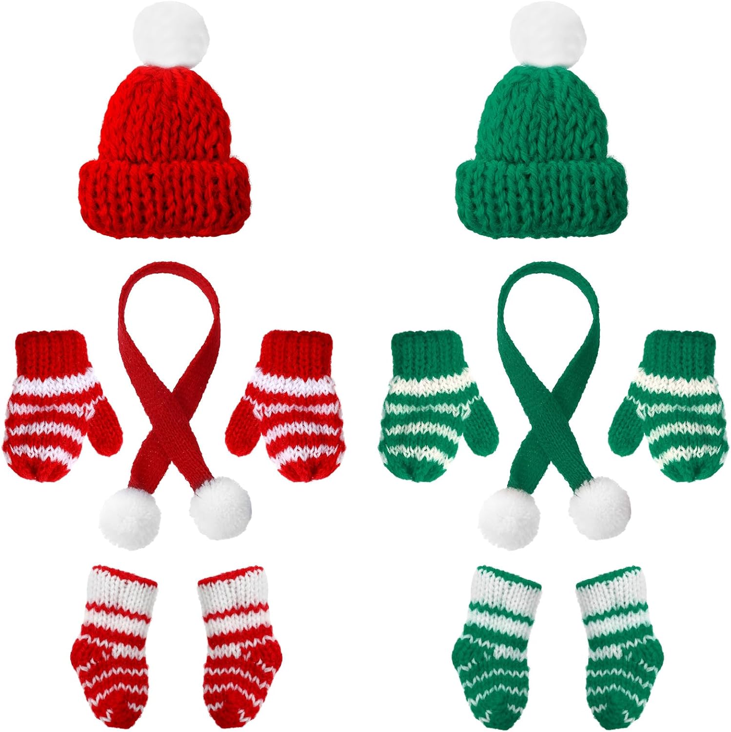 12 Pcs Christmas Elf Accessories Clothes for Elf Doll Christmas Elf Kit Includes Elf Doll Hats, Socks, Gloves, Scarf Sets for Christmas Elf Dolls Costume Decoration, Doll is Not Included (Cute Style)