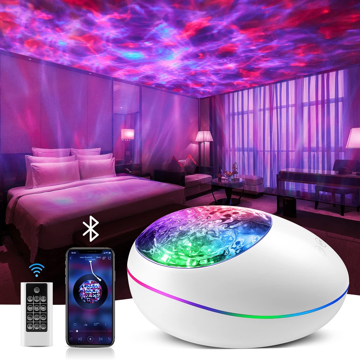 One Fire Galaxy Projector Star Projector Galaxy Light, 16 Color Changing White Noise Sky Light Projector for Bedroom, Bluetooth Speaker Star Night Light Projector, Galaxy Light Projector for Bedroom