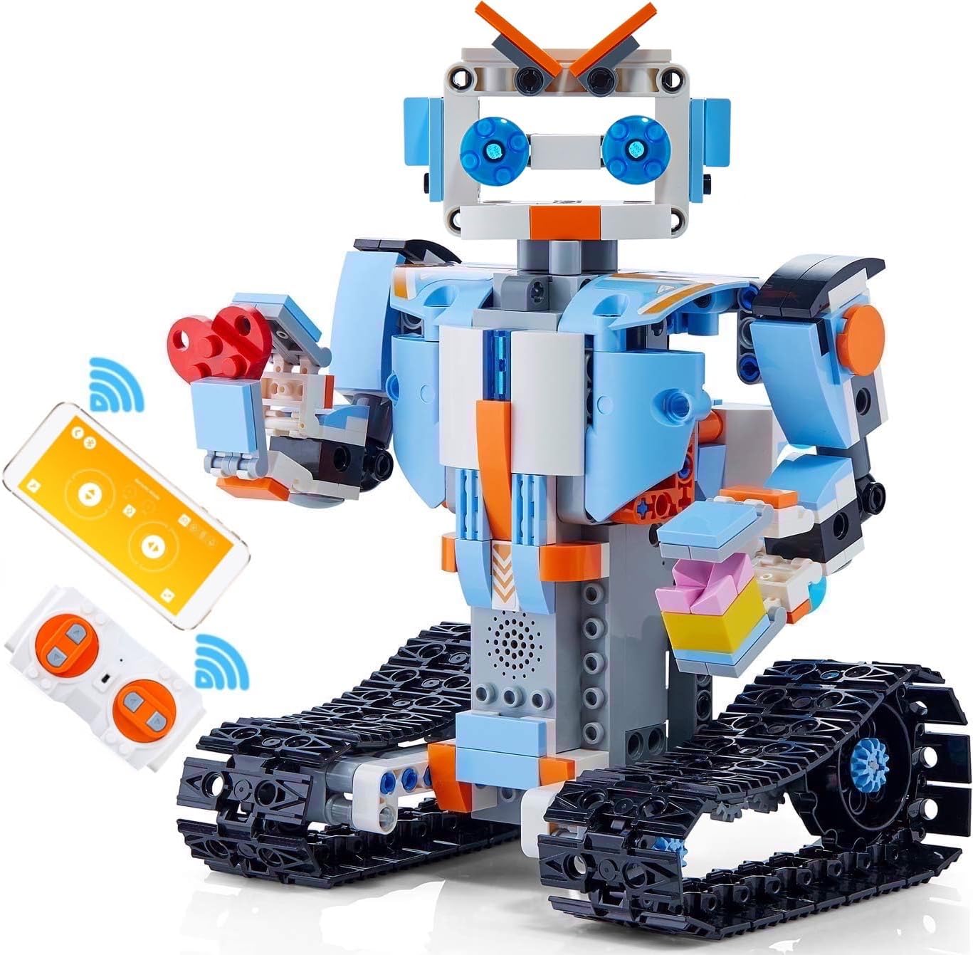 Building Robot Remote Control Blocks Kit Intelligent RC Toy APP STEM Bricks Electric Educational Engineering Best 8-12+ Boys and Girls Kids Gift 351 Pieces Set