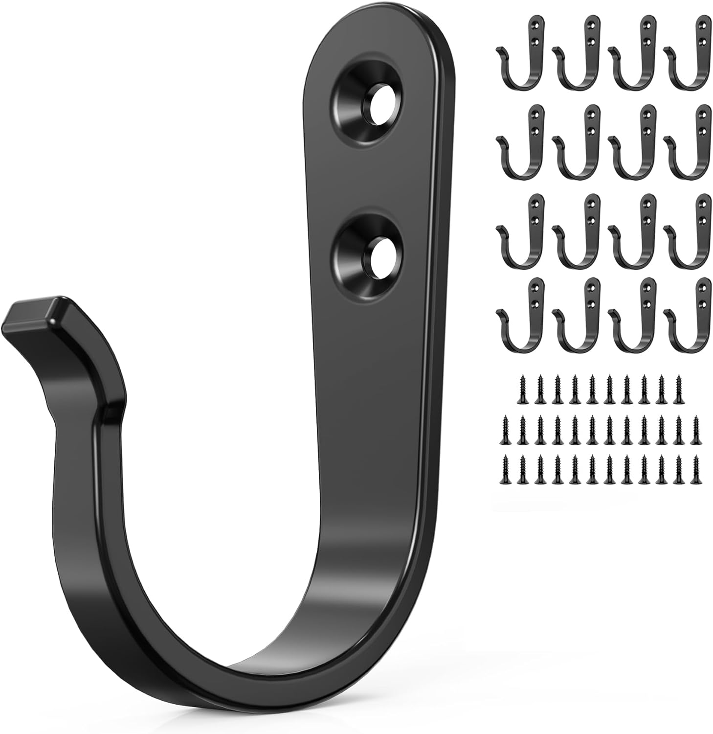 15PCS Wall Hooks for Hanging - Heavy Duty Coat Hooks for Wall, Coats, Backpacks - Black Metal Hooks for Hanging Wall - Wall Mounted Clothes Hooks for Hats, Towels, Clothing