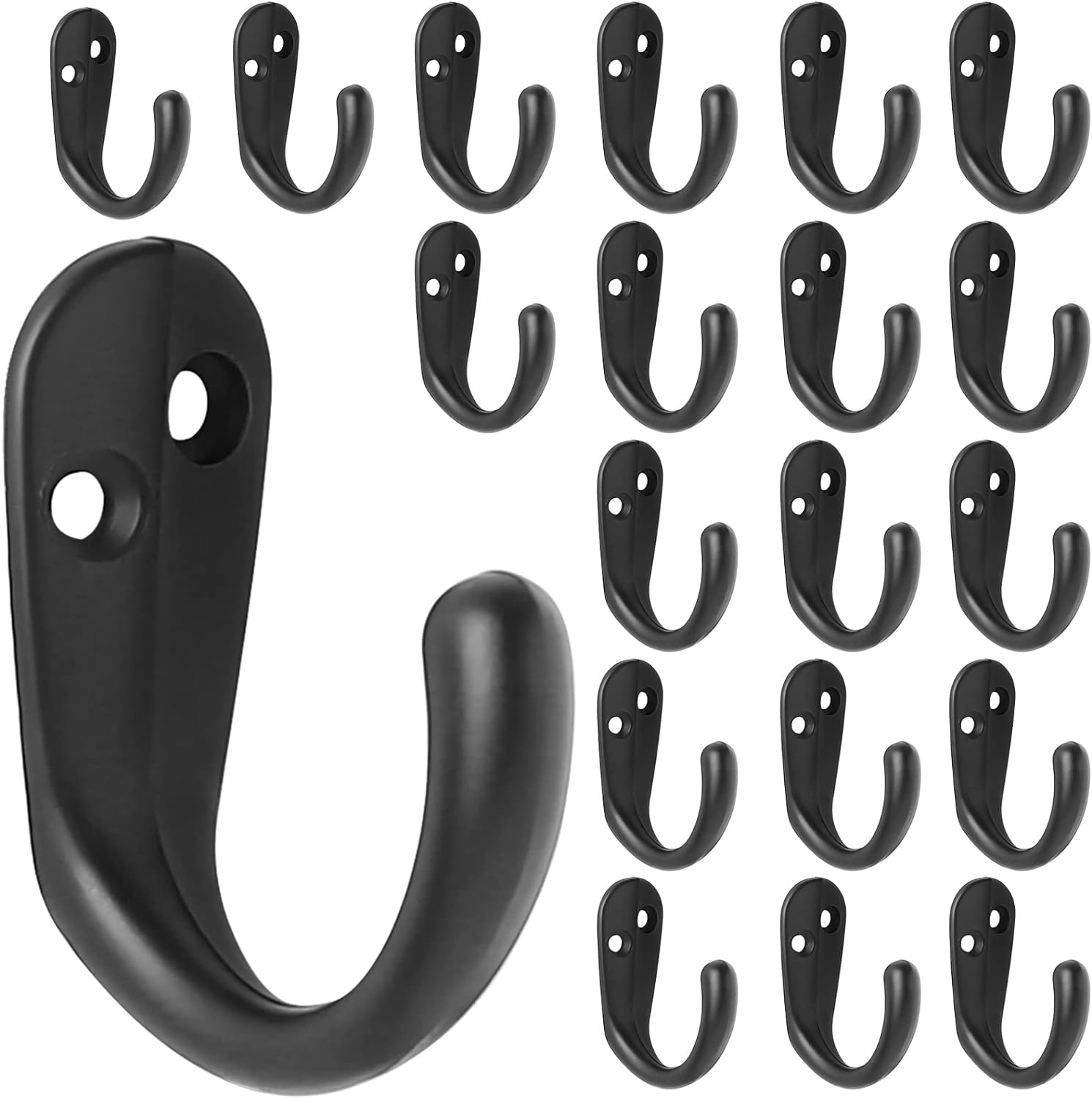 IBosins 20PCS Coat Hooks Wall Mounted Single Prong Robe Hook for Hanging Towel Hooks with 40 Screws for Bags, Hat, Cap, Scarf, Cup