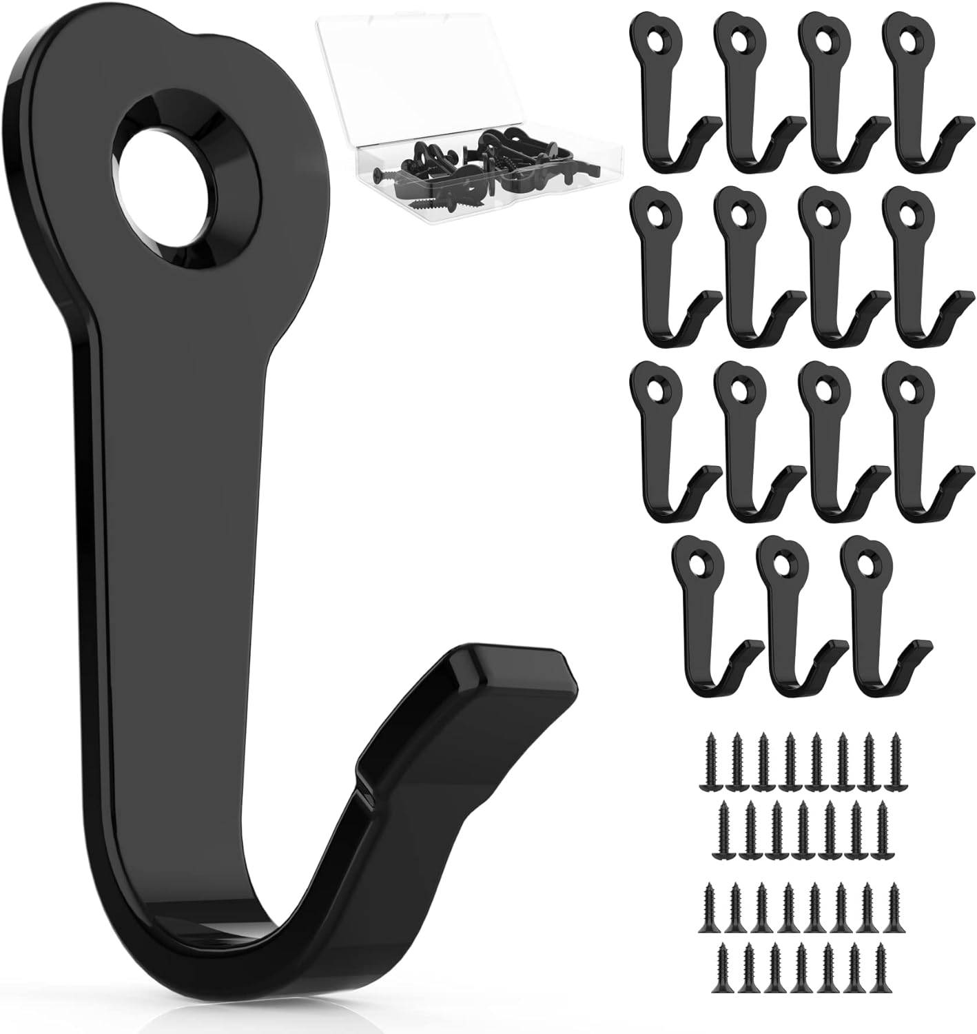 15PCS Iron Wall Hooks Coat Hooks, Hooks for Hanging Heavy Duty, Wall Hooks for Hanging, Hook Wall Mount, Closet Hooks with 30 Screws for Towel, Robe, Coats, Scarf, Bag, Cap