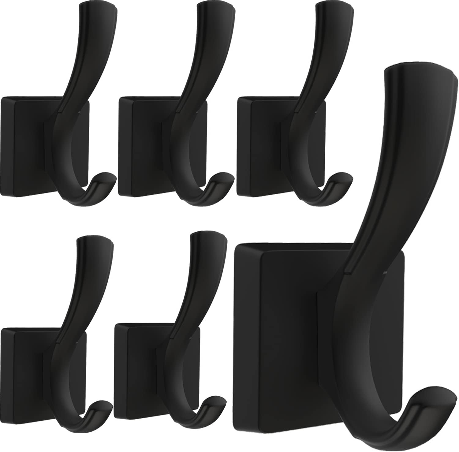 Black Wall Hooks Towel Hook, Heavy Duty Coat Hooks Bath Robe Hooks, Entryway Hooks for Hanging Coat Towels (6 Pack)