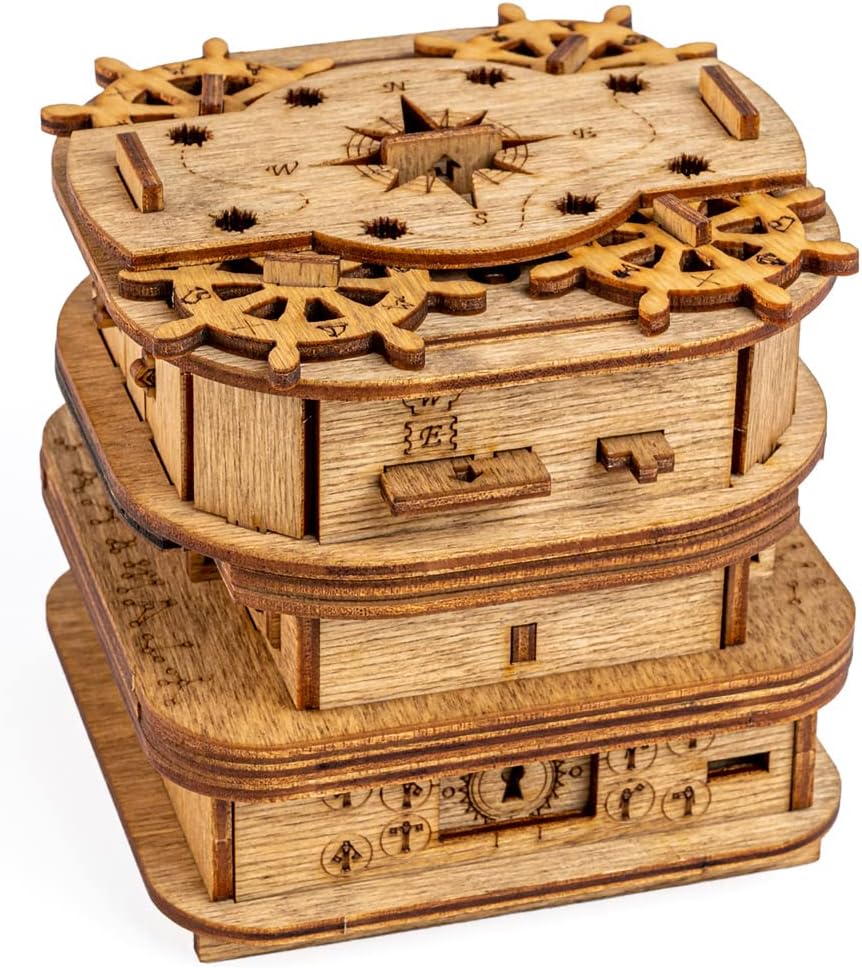 iDventure Cluebox - Davy Jones Locker - Escape Room Game - Puzzle Box - Gift Box - 3D Wooden Puzzle - Wooden Jigsaw - 3D Puzzles for Adults - Brain Teaser - Birthday Gift Gadget for Men - Money Box