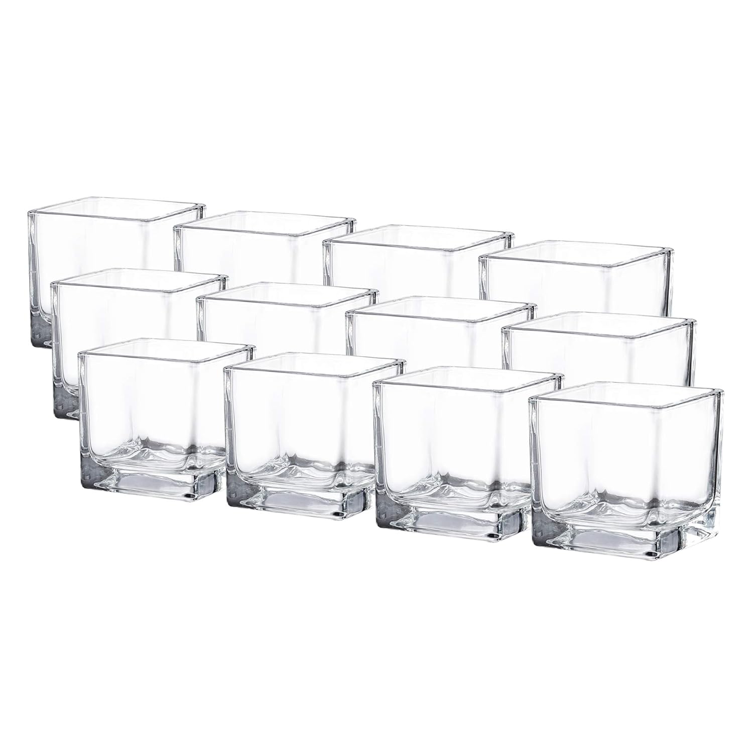 Square Glass Cube Vase and Candle Holder 2.5 Set of 12 (12pcs Pack, 2.5 Inch)