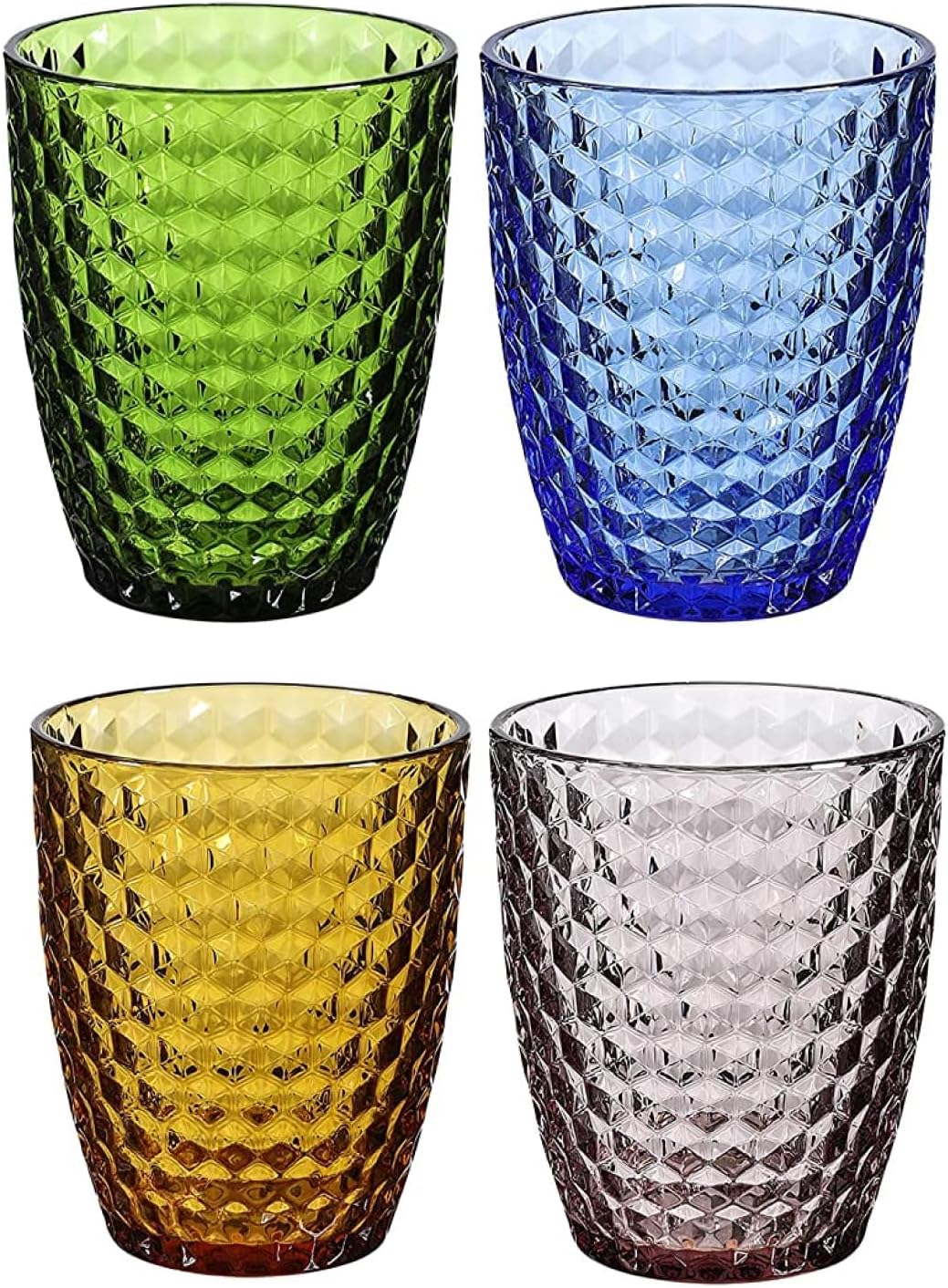 WHOLE HOUSEWARES Colored Tumblers & Water Glasses Set of 4 Multi Colors Drinking Glasses (12 OZ)