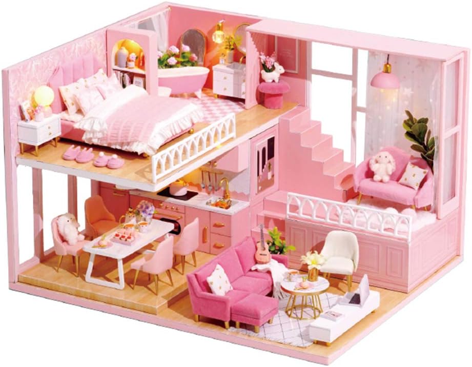 Flever Dollhouse Miniature DIY House Kit Creative Room with Loft Apartment Scene for Romantic Artwork Gift (Warm Times)