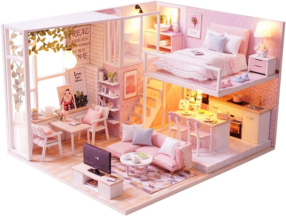 Flever Dollhouse Miniature DIY House Kit Creative Room with Loft Apartment Scene for Romantic Artwork Gift (Tranquil Life)