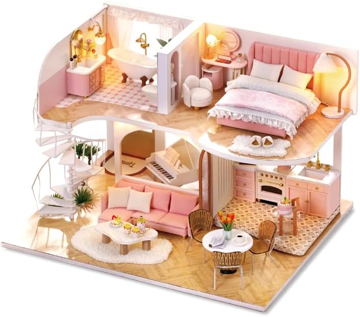 Flever Wooden DIY House Kit, Miniature with Furniture, Creative Craft Gift for Lovers and Friends (Whisper in The Morning)