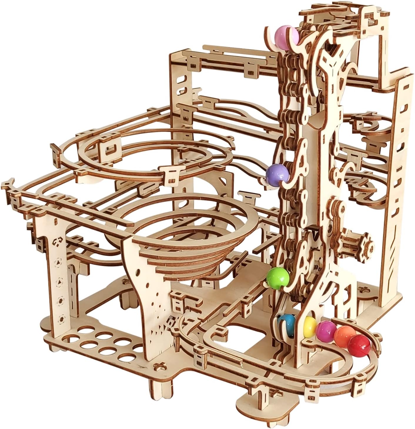 Wooden Marble Run 3D Puzzle - Wood Crafts Mechanical Marble Run Assembly Building Model Kits - Wooden Puzzle DIY Brain Teaser Puzzles - Christmas Birthday Gifts for Adults & Teens Boys Girls