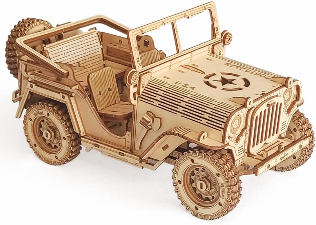 3D Wooden Puzzle - Wood Crafts Mechanical Off-Road Vehicle Building Model Kits - Wooden STEM DIY Brain Teaser Puzzle - Off-Road Vehicle Birthday Gifts for Adults and Teens Boys Girls