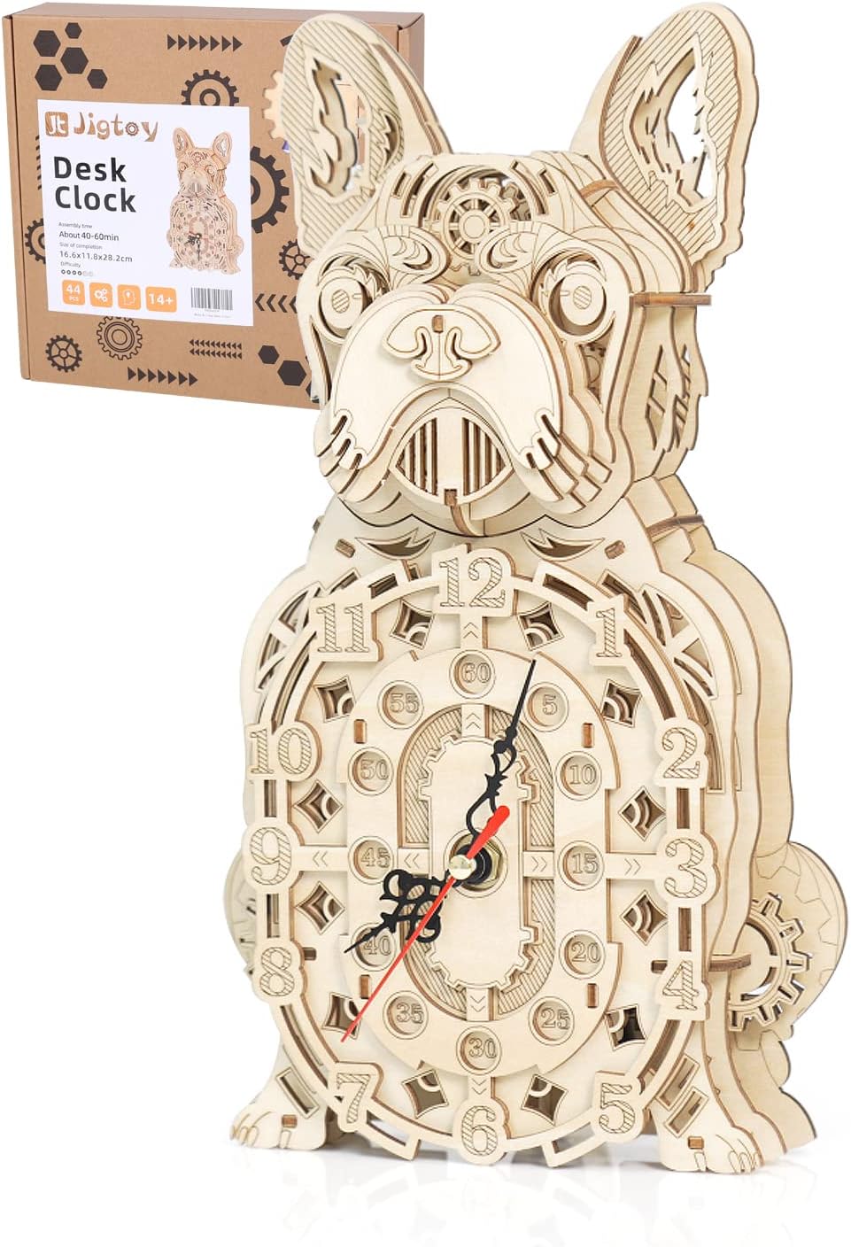 Handmade DIY 3D Wooden Puzzles for Adults and Kids: Unique Desk Decor for Christmas Day/Birthday Gift, Mechanical Bulldog Wood Puzzles Model