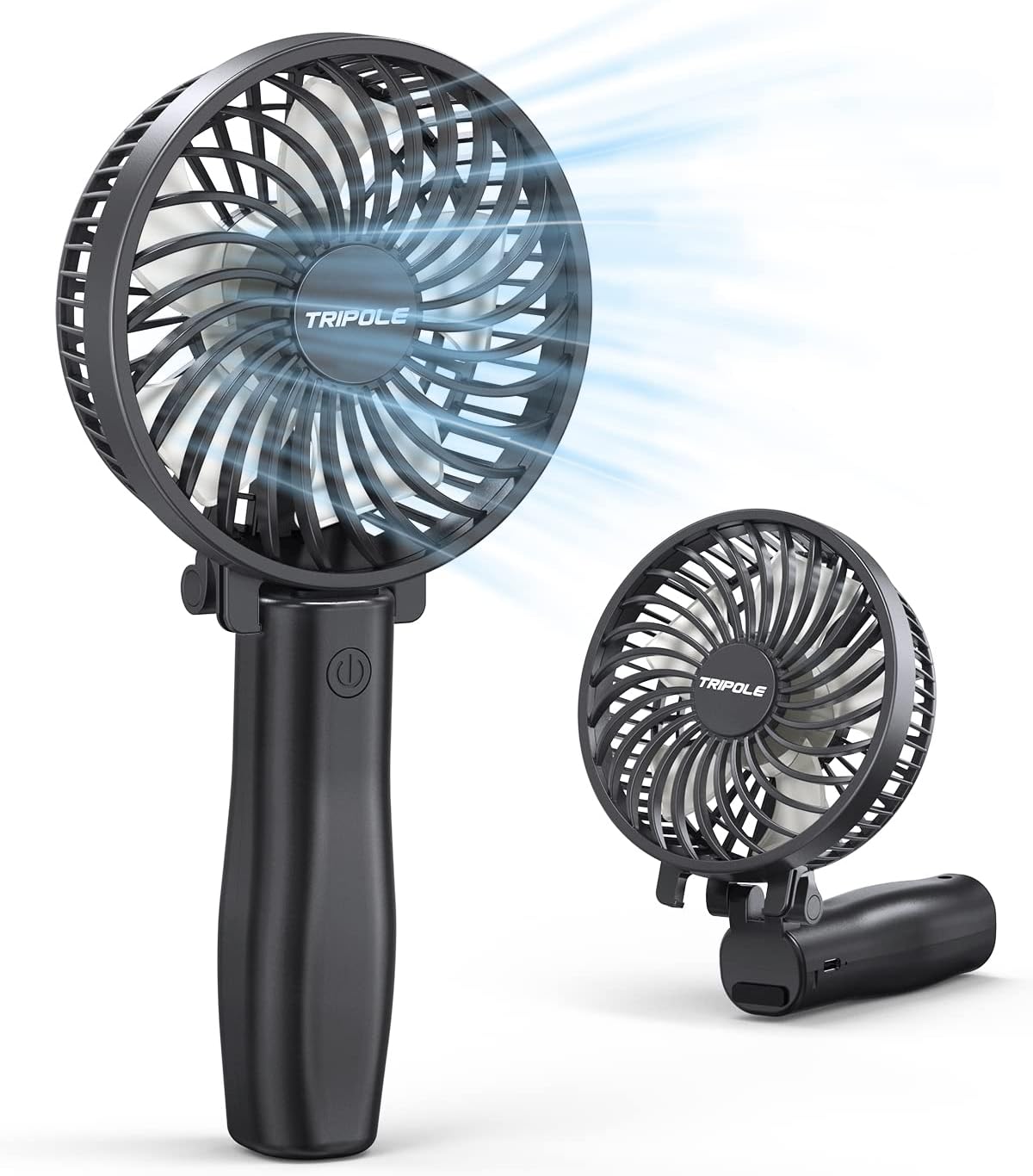 TriPole Handheld Fan Rechargeable 4800mAh Battery Operated Fan Powerful Mini Fan Portable 3 Speeds Small Personal Fan Desk Fan for Travel Kids Boys Girls Men Women, 6-21H Working, Black