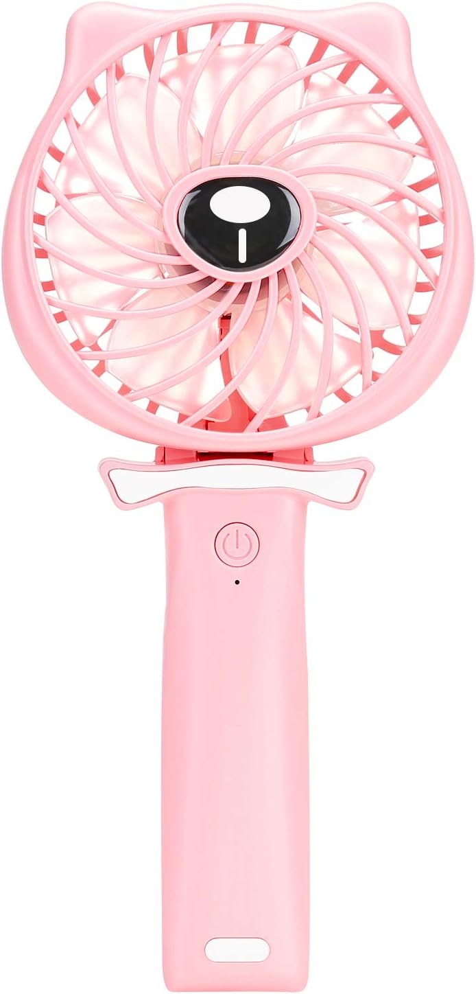 TriPole Mini Handheld Fan 2600mAh Battery Operated Fan 3 Speed Adjustable USB Rechargeable Small Portable Personal Fan Foldable Stroller Desk Table Fan for Kids Girls Woman Home Office Outdoor Travel