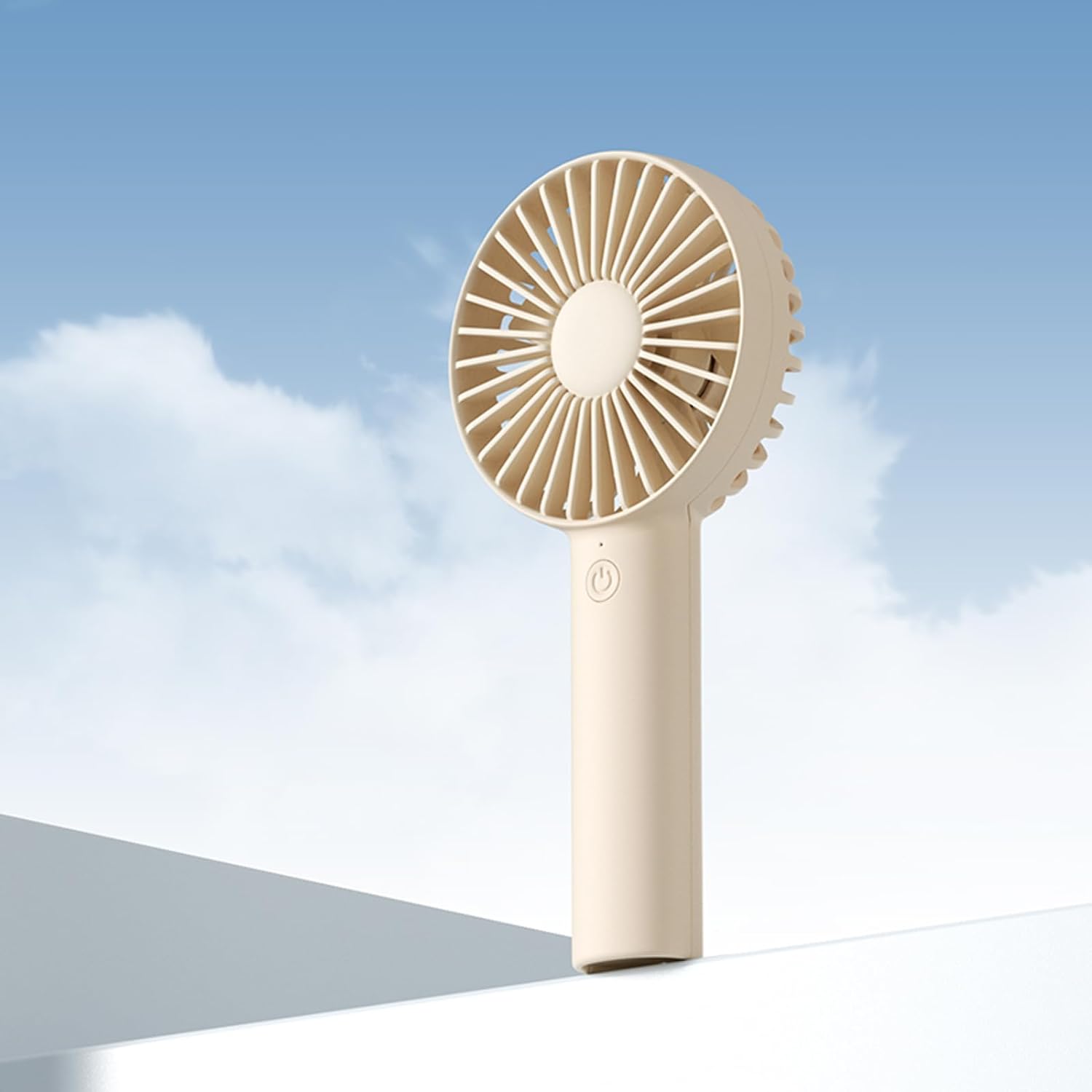 JISULIFE Handheld Fan, 4500mAh Portable Small Fan with 3 Speeds, USB Rechargeable Hand Fan, Personal Fan Battery Operate for Outdoor, Indoor, Commute, Office, Travel -Beige