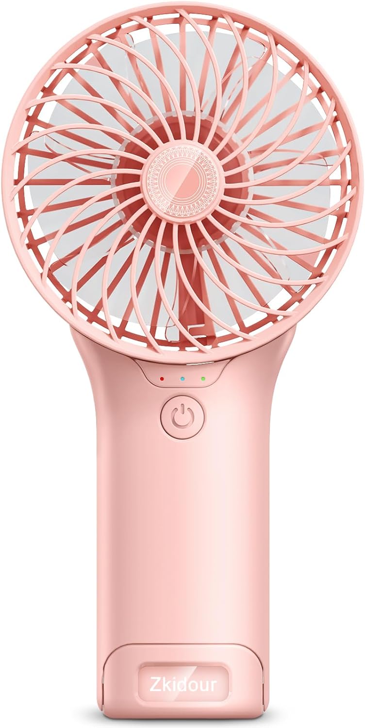 2024 Upgrade Handheld Portable Fan Longer Lasting Max 20Hrs Working Time, 4 Speeds Strong Wind USB Rechargeable Personal Mini Fan Desk Fan for Girls Women Kids Traveling Outdoor Office-Pink