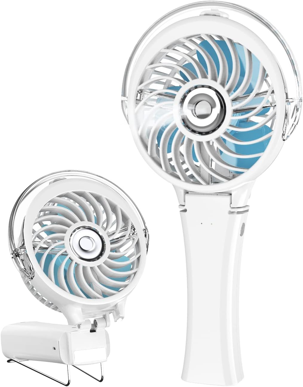 HandFan Portable Misting Fan, Handheld Mister Fan, USB Rechargeable Personal Mist Fan, Battery Operated Spray Water Fan, Mini Cooling Fans for Eyelash Travel, Outdoors, Hiking(White)