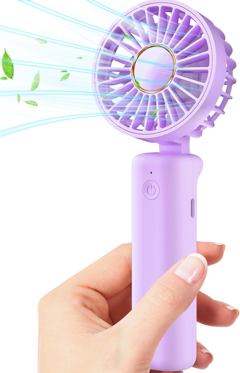 Mini Handheld Fan, Portable Hand Fan Electric Battery Operated 180 Ratotion, 3 Speeds, 2000mAh USB Personal Fans Rechargeable Eyelash Makeup Fan for Women Girl