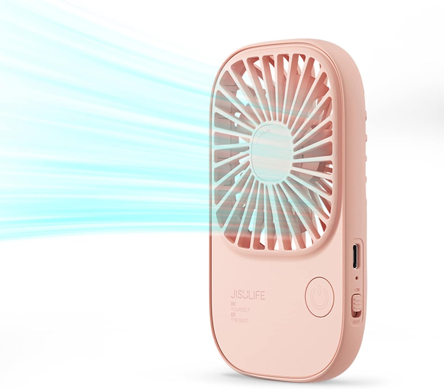 JISULIFE Handheld Mini Lash Fan with Bracket, Small Portable USB Rechargeable Personal Makeup/Eyelash Fan with 3 Speeds for Women Mom Girls Office Outdoor Travel Pink