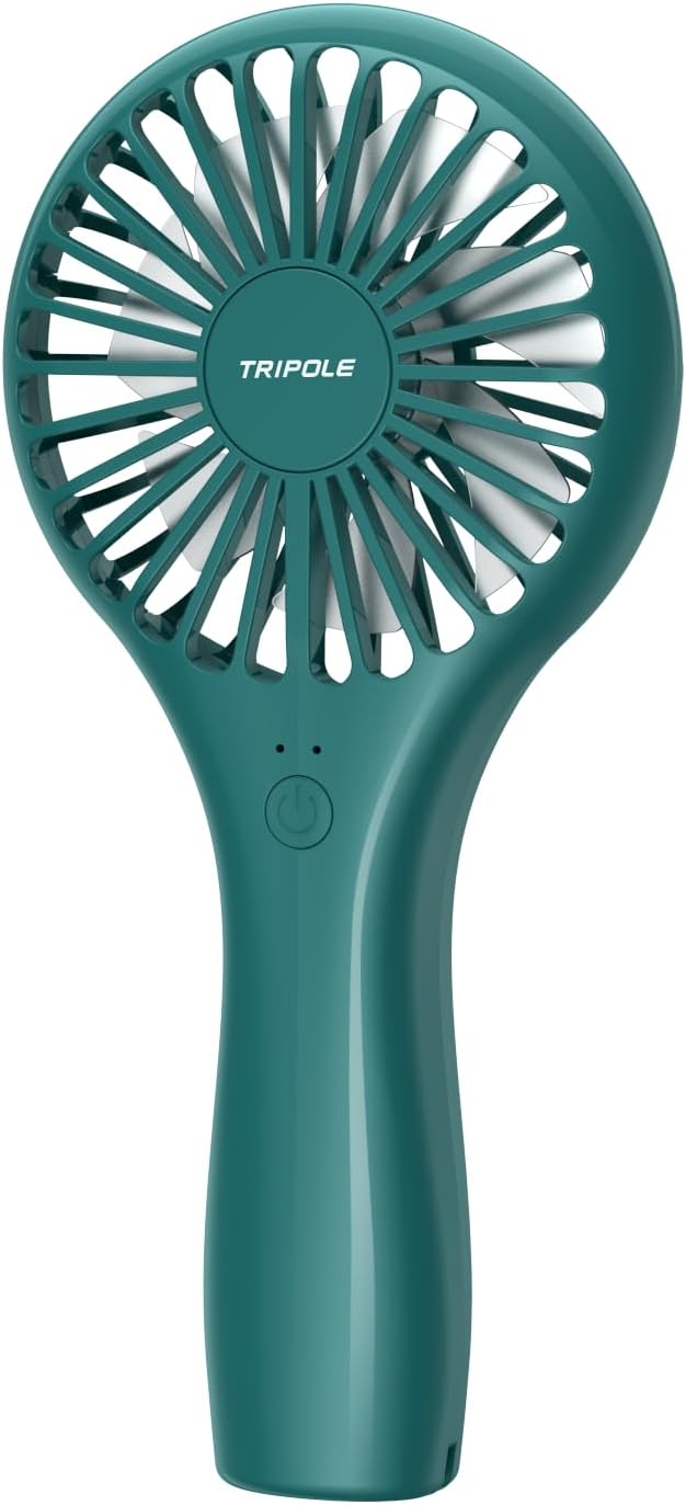 TriPole Handheld Fan Personal Battery Operated Fan, Strong Wind Mini Portable Fan, USB Rechargeable Small Electric Makeup Eyelash Fan for Stylish Women Kids Girls Indoor Outdoor Travel, Dark Green