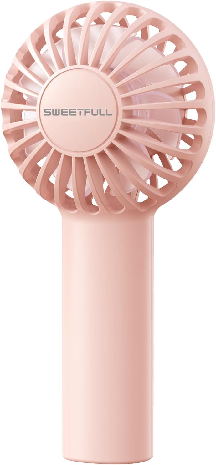 SWEETFULL Mini Portable Fan Powerful Handheld Fan Rechargeable,3 Speeds Personal Small Hand Fan for Travel Makeup Eyelash Fan for Stylish Kids Girls Women USB Cute Design