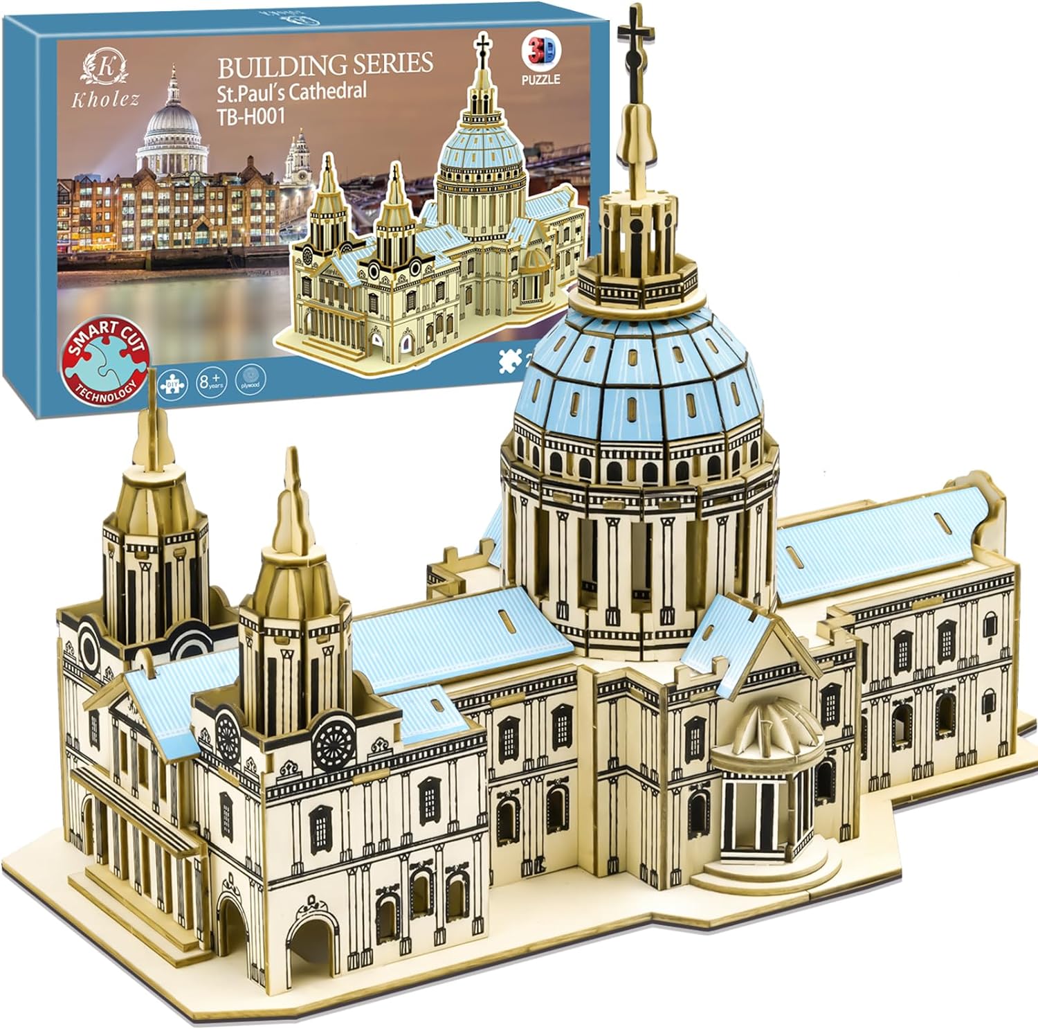 3D Puzzles for Adult & Teens, DIY Wooden St. Paul' Cathedral Building Model Kits, Brain Teaser Architecture Building Puzzle, Souvenir, Desk Decor, Christmas Gift for Boys & Girls, 237 Pieces