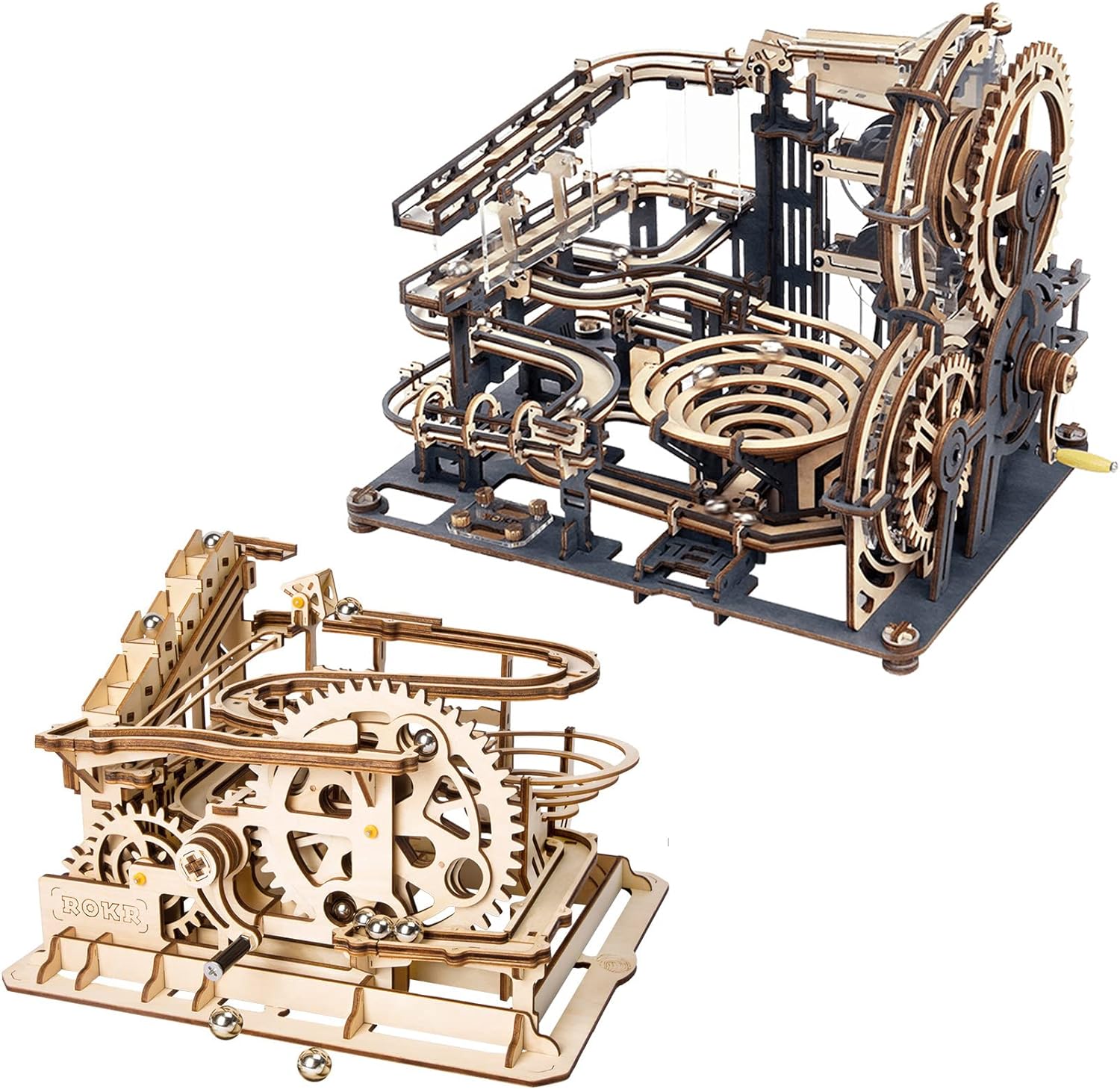 ROKR 3D Wooden Puzzles Marble Run Set Bundle - Building Model Kits for Adults & Teens