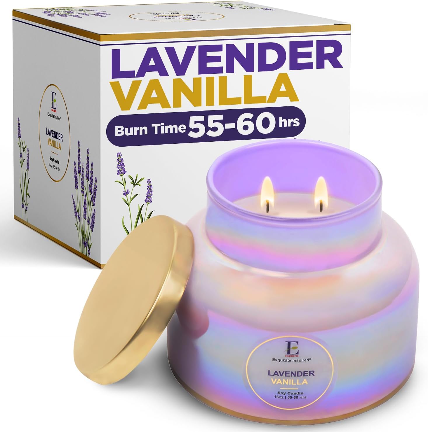 Lavender Vanilla Scented Candle Large - Candles for Home Scented - Soy Non Toxic Fall Candles Clearance for Home Scented Birthday Gifts for Women Housewarming Gifts for New House Highly Scented