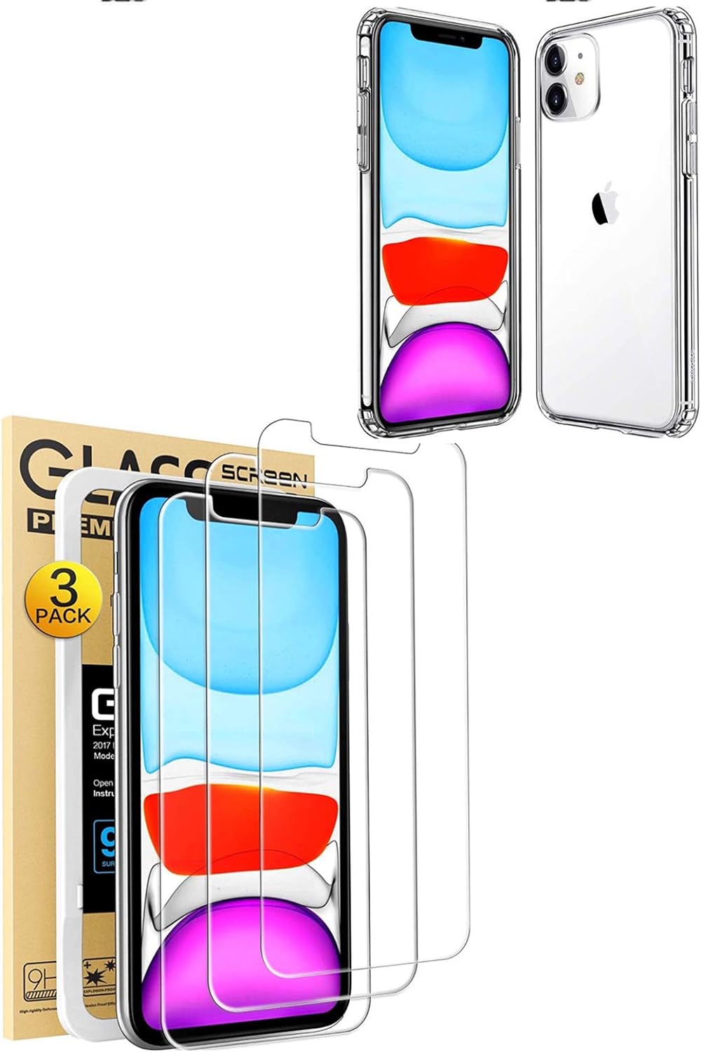 Mkeke Compatible with iPhone 11 Case and iphone 11 screen protector 6.1 Inch