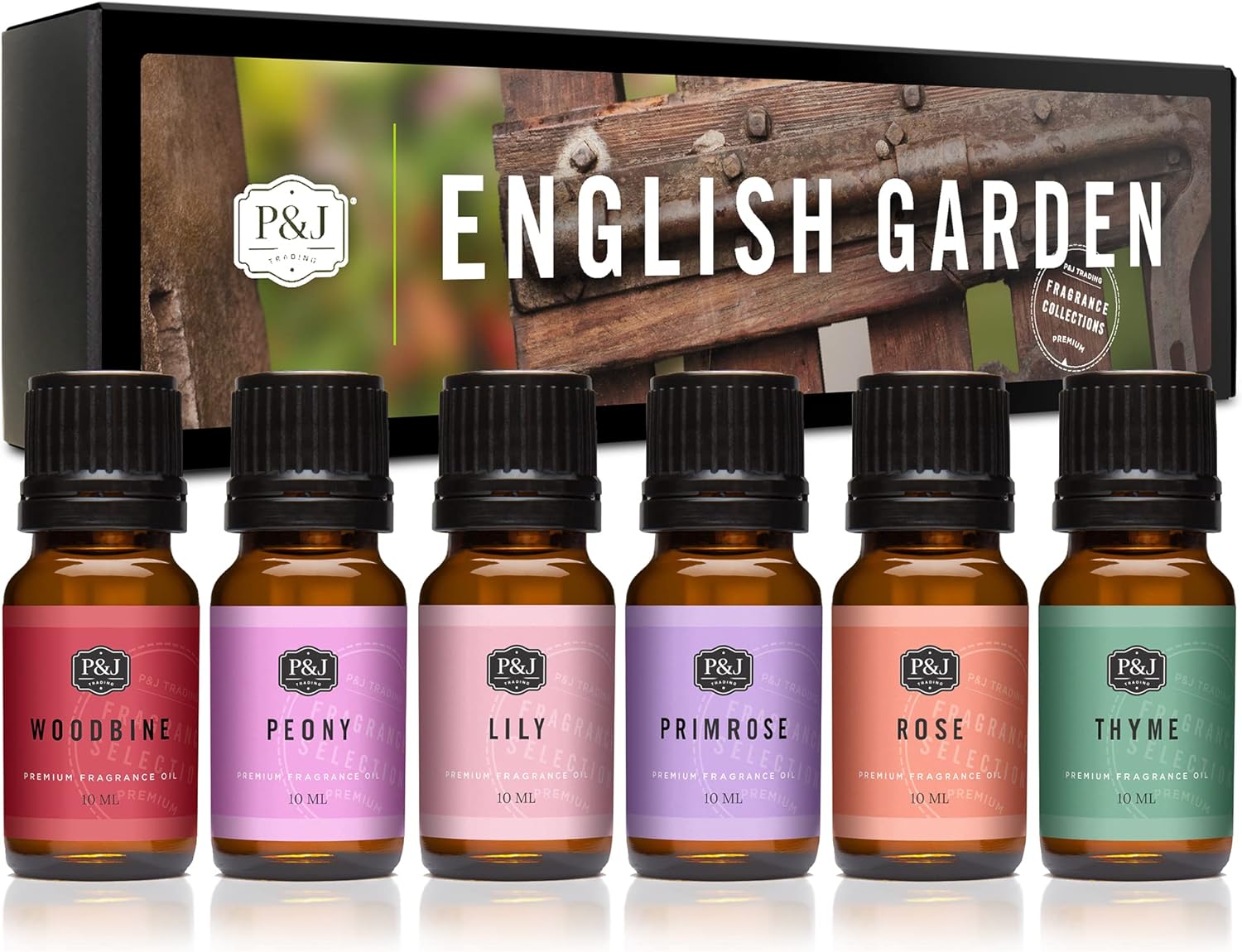 P&J Trading Fragrance Oil English Garden Set | Rose, Woodbine, Thyme, Primrose, Lily, Peonies Candle Scents for Candle Making, Freshie Scents, Soap Making Supplies, Diffuser Oil Scents