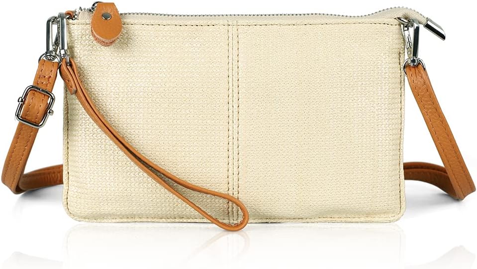 befen Women' Genuine Leather Wristlet Clutch Purse Ladies Slim Corner Zip Wallets, Silver Zipper