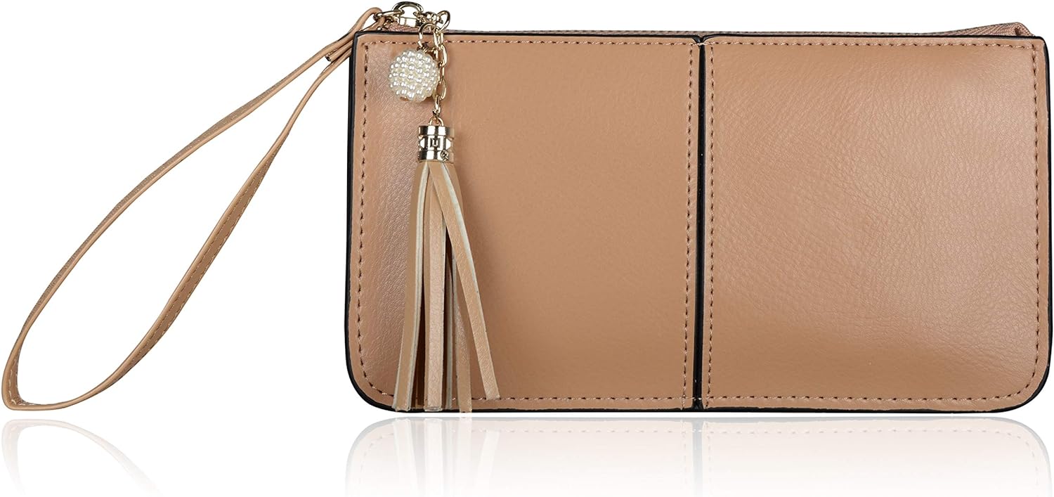 befen Genuine Leather Wristlet Clutch Wallet Purses for Women, Women' Small Multi Pocket Cell Phone Bag with Card Slots