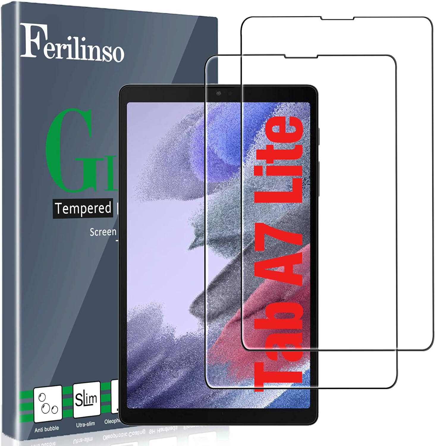 Ferilinso Designed for Samsung Galaxy Tab A7 Lite 8.7 inch 2021 Screen Protector, [Not Fit Galaxy Tab A7] 2 Pack HD Tempered Glass, Case Friendly, Bubble Free, Easy Installation