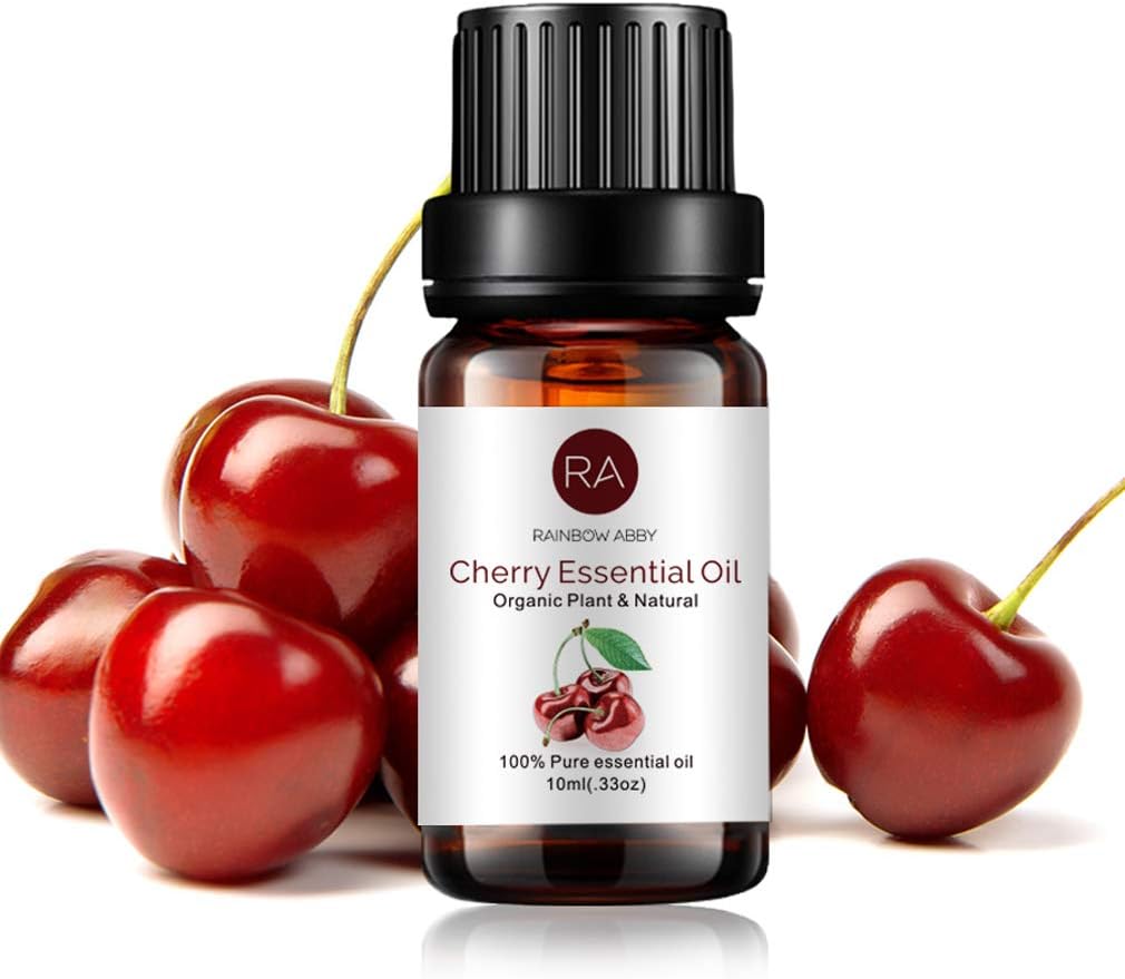 RAINBOW ABBY 100% Pure Organic Cherry Essential Oil, 10ml - Aromatherapy, Massage, Yoga, Meditation, Bath, Skin Care