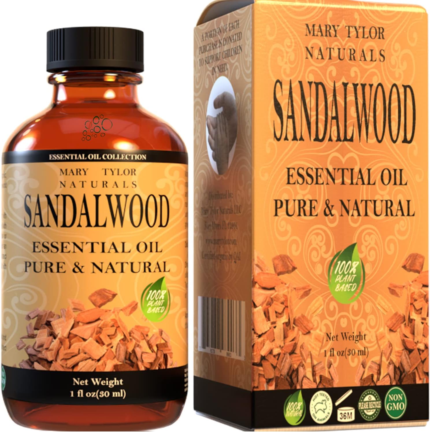 Sandalwood Essential Oil (1 oz), Premium Therapeutic Grade, 100% Pure and Natural, Perfect for Aromatherapy, Diffuser, DIY by Mary Tylor Naturals