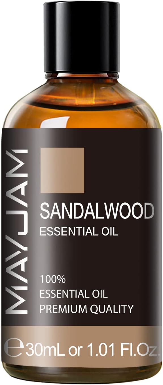 Sandalwood Essential Oil 1.01FL.OZ, MAYJAM Premium Aromatherapy Sandalwood Oil for Diffuser, Candle Making, Home Office Car Yoga Use, 30ML/Bottle