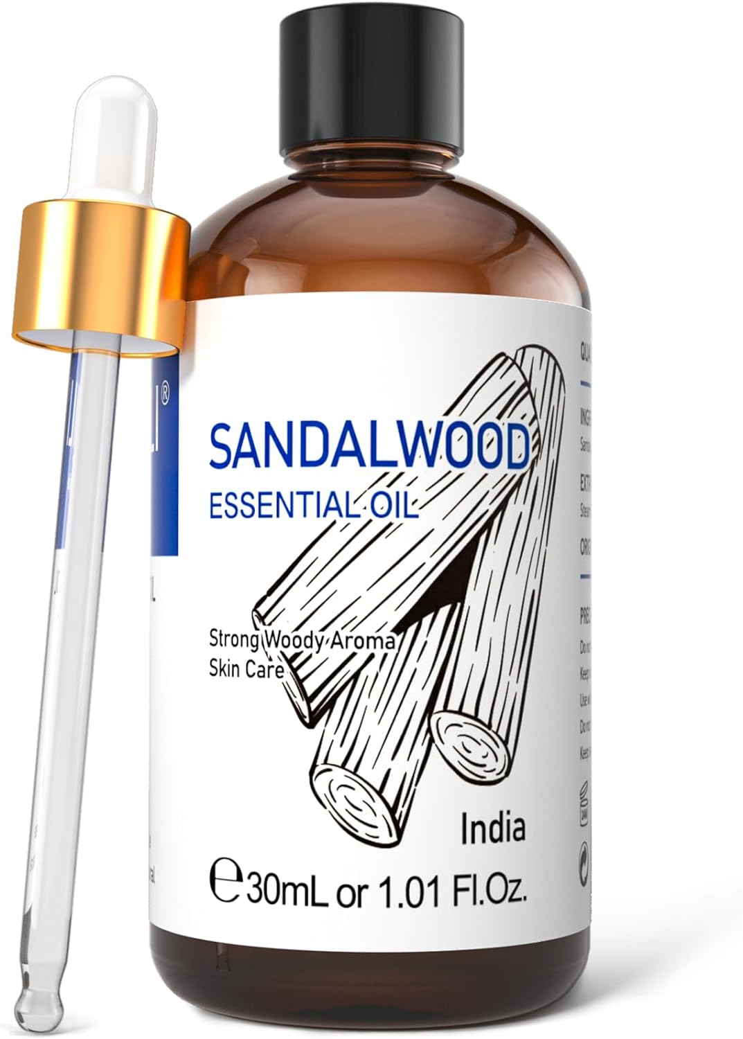 HIQILI 1 Fl Oz Sandalwood Essential Oils 100% Pure Natural for Skin, Diffuser, Perfume - 30ml