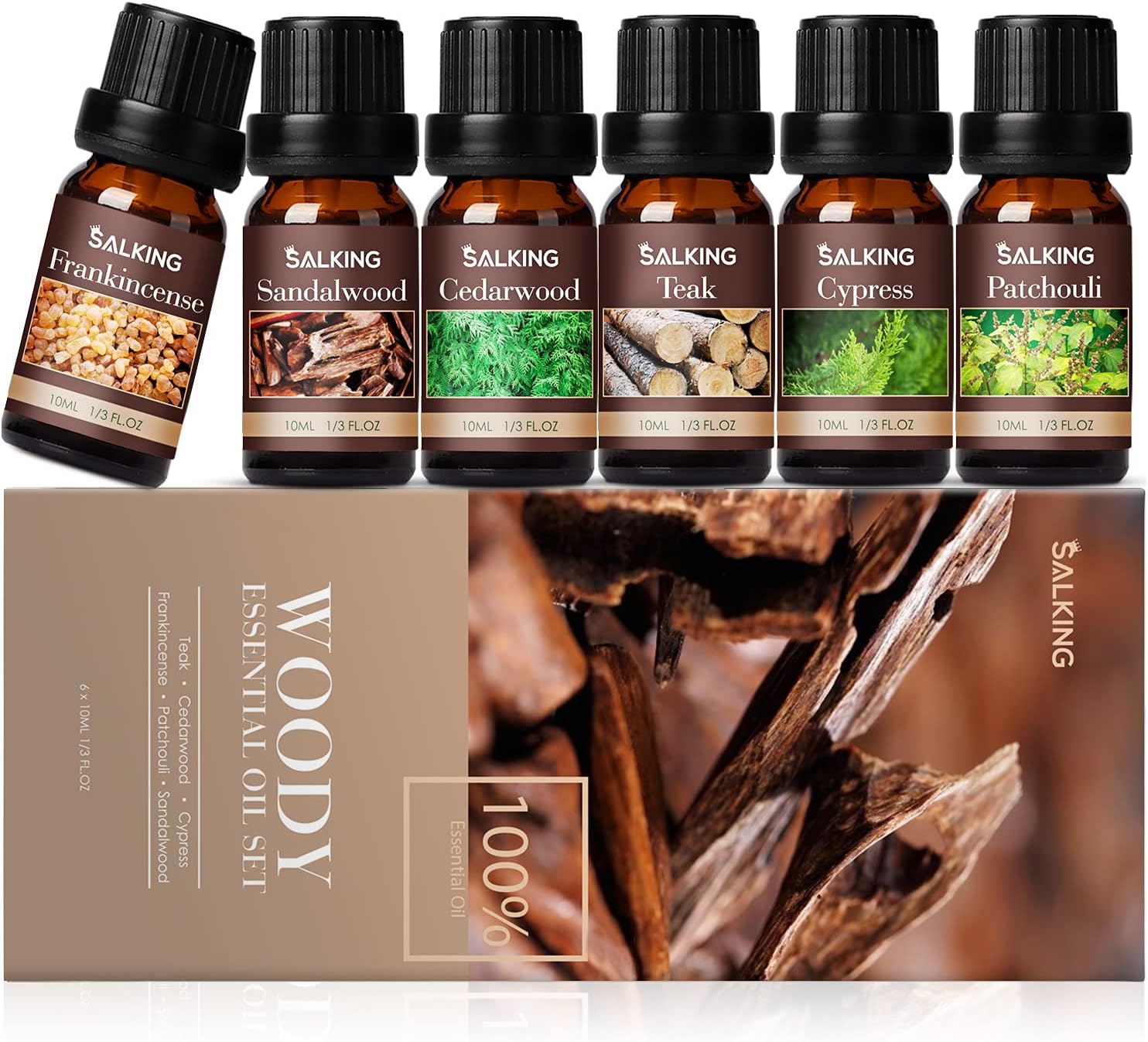 Woody Essential Oils Set, Men Scents Fragrance Oil for Candle Making | Sandalwood, Frankincense, Teakwood, Cypress, Cedarwood, Patchouli, Diffuser Oil Scents