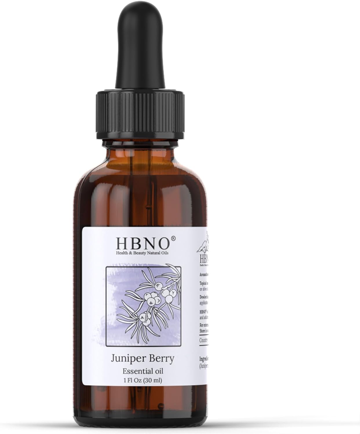 HBNO Juniper Berry Essential Oil - 1 oz (30ml) Travel Size - Natural Juniper Berry Oil, Steam Distilled - Perfect for Cleaning, Aromatherapy, DIY, Soap, fragrances & Diffuser