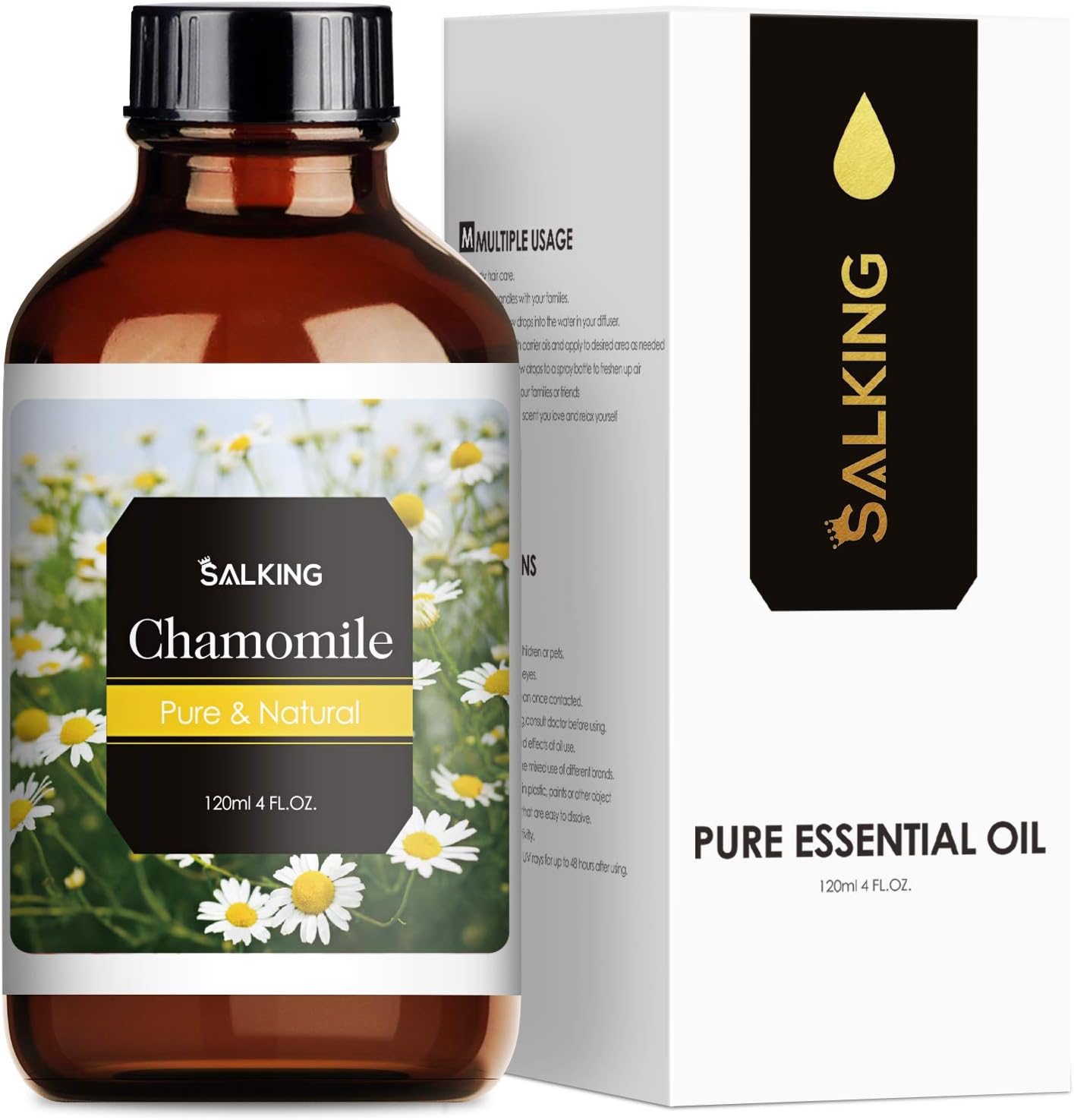 Chamomile Essential Oil 4 Fl Oz (120ml) - Pure and Natural Fragrance Oil, Chamomile Oil for Aromatherapy, Diffusers, Candle Making, Massage, Soap, Perfume