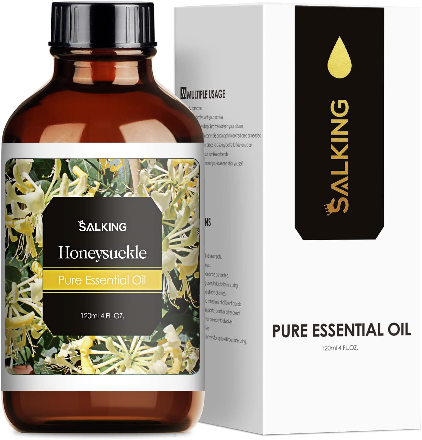 Honeysuckle Essential Oil 4 Fl Oz (120ml) - Pure and Natural Honeysuckle Aromatherapy Fragrance Oil, Honeysuckle Oil for Diffusers, Candle Making, Massage, Soap