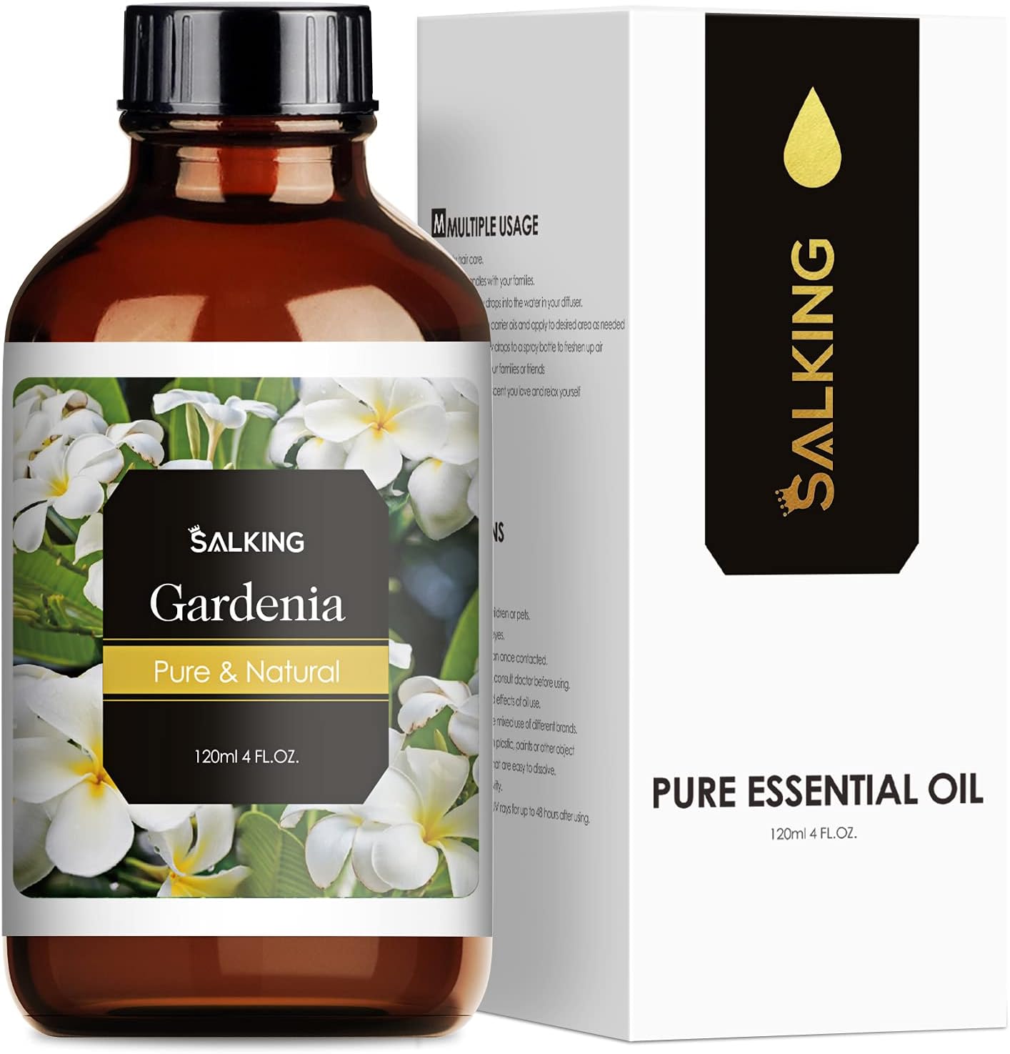 Gardenia Essential Oil 4 Fl Oz (120ml) - Pure and Natural Fragrance Oil, Gardenia Oil for Aromatherapy, Diffusers, Candle Making, Massage, Soap, Perfume