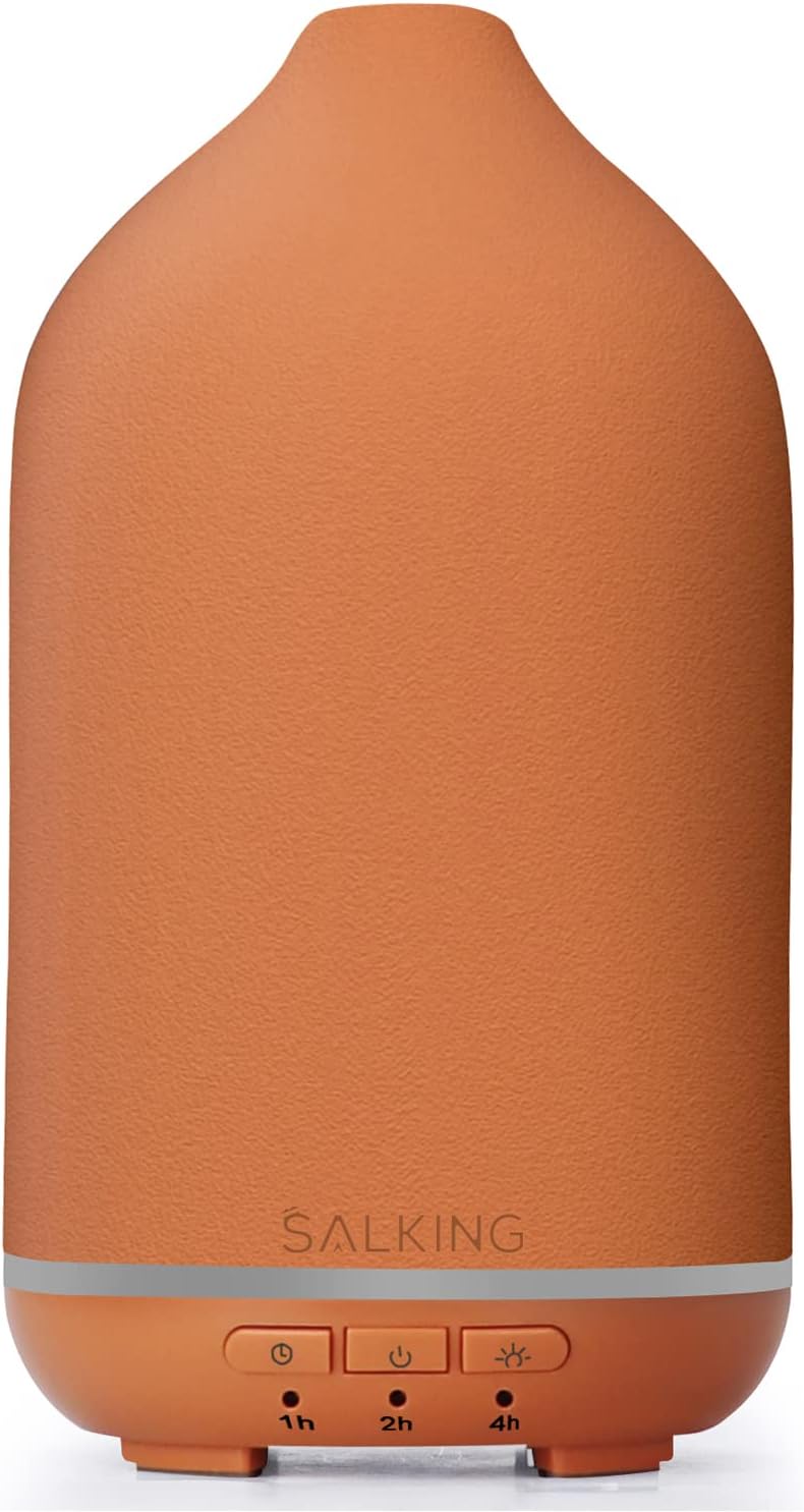 SALKING Stone Essential Oil Diffuser,Ceramic Diffuser, Aromatherapy Diffuser with Auto Shut-Off Function for Home Office Room (Terracotta)