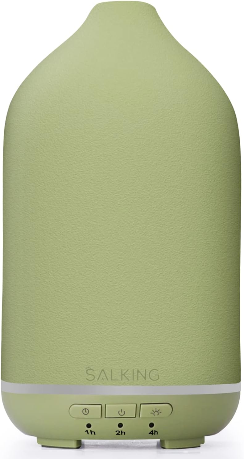 SALKING Stone Diffuser, Ceramic Ultrasonic Essential Oil Diffuser for Aromatherapy, Birthday Gift (Matcha Green)