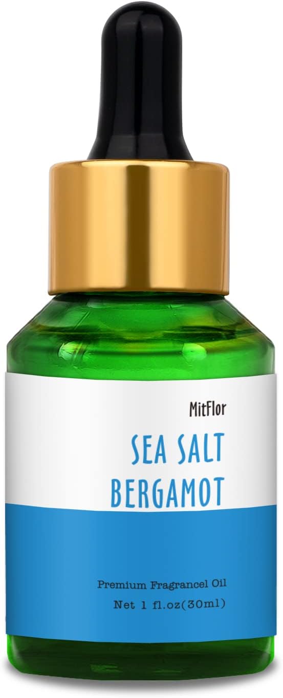 Sea Salt Bergamot Fragrance Oil, MitFlor Single Scented Oil, Large Size Premium Grade Fragrance Oil for Soap & Candle Making, Aromatherapy Oil, Fresh Summer Scent for Home Fragrance, 30ml