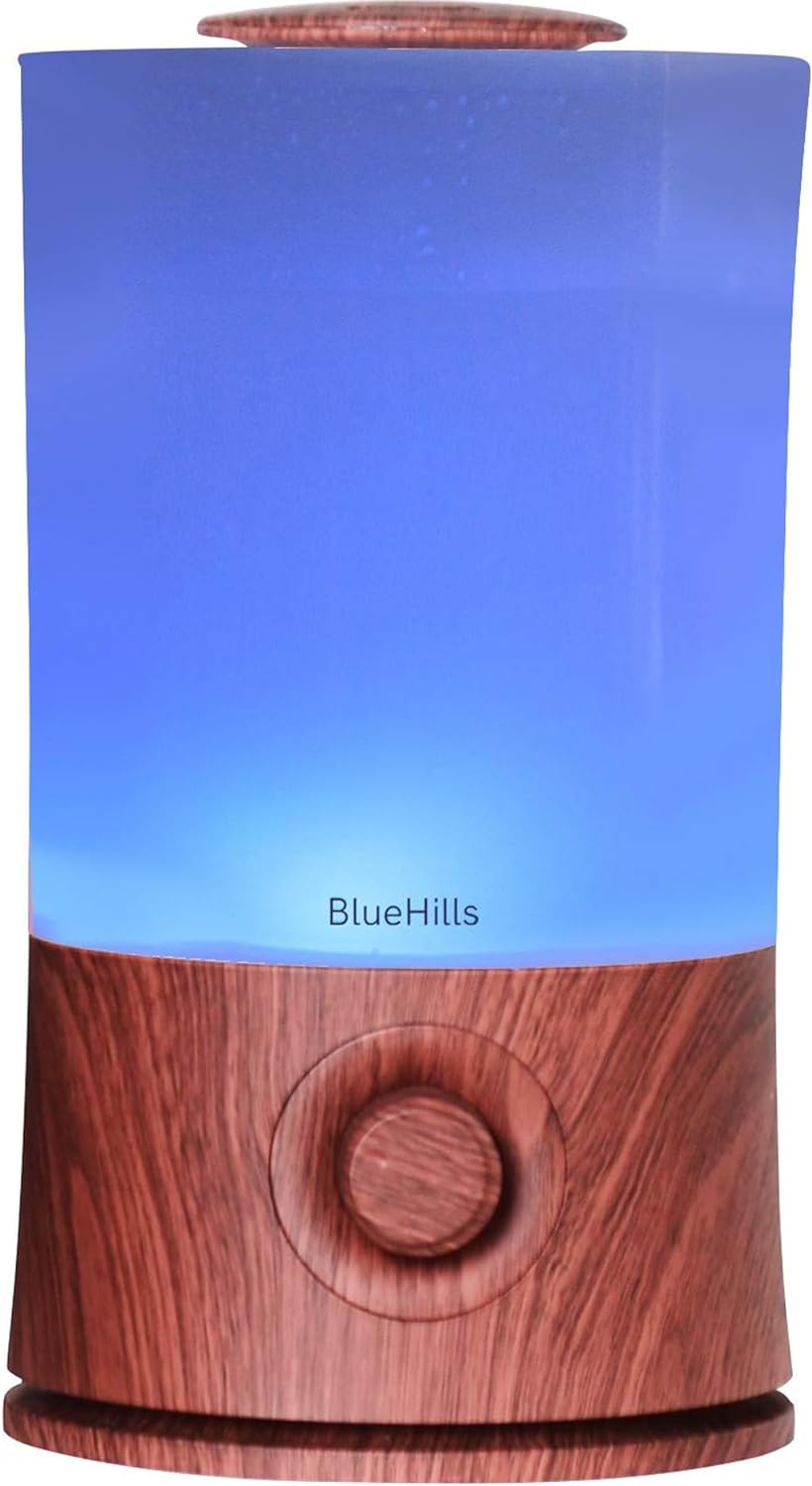 BlueHills Premium 2000 ML XL Essential Oil Diffuser Aromatherapy Humidifier for Large Room Home 40 Hour Run Huge Coverage Area 2 Liter Extra Large Capacity Diffuser Dark Wood Grain (E003)