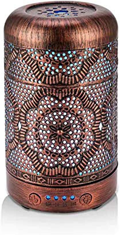 Essential Oil Diffuser, Metal Vintage Essential Oil Diffusers 100ML, Aromatherapy Diffuser with Waterless Auto Shut-Off Protection, Cool Mist Humidifier for Bedroom Home, Office