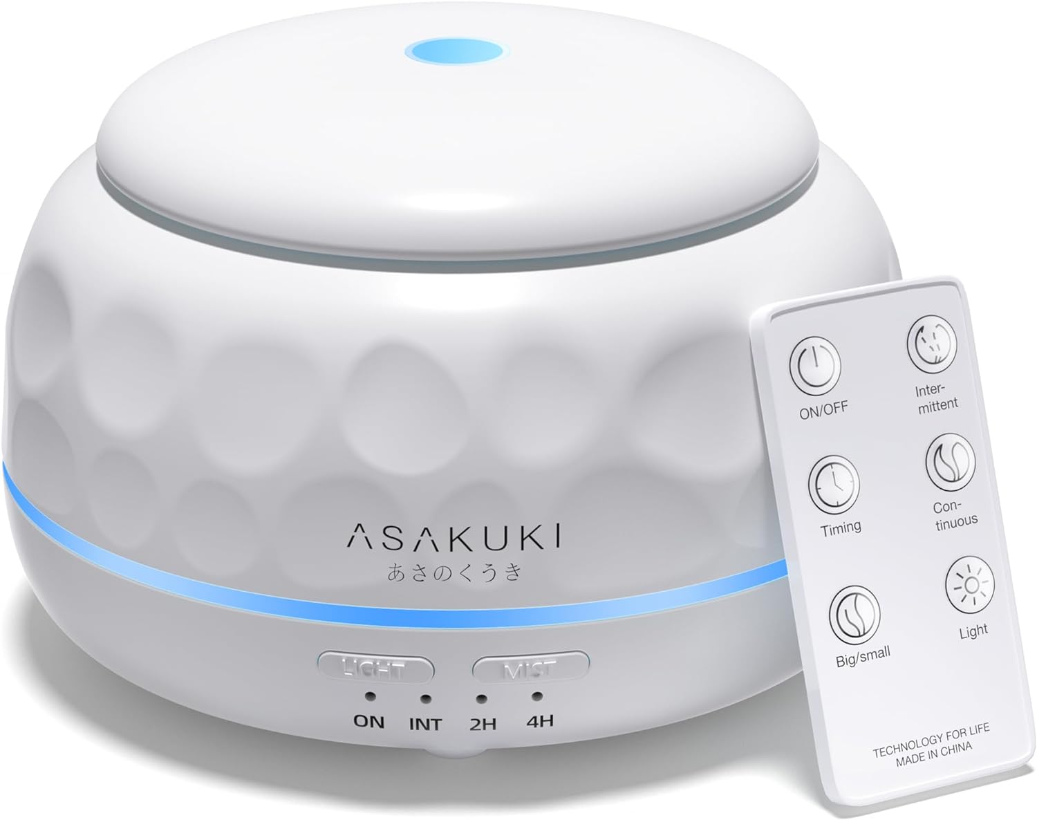 ASAKUKI Essential Oil Diffuser 300ML Aromatherapy Humidifier with 7-Color Light, Small Home Diffuser and Perfect for Relaxation-Pure White